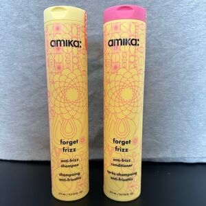 Amika Forget Frizz Anti-Frizz Shampoo and Conditioner Set 9.2 fl oz each New!